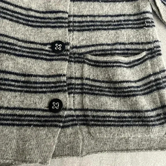 [M] Horny Toad Boiled Wool Blend Heartfelt Stripe  Button sweater grey blue - Picture 2 of 8